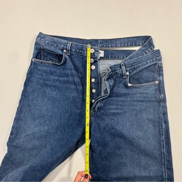 AGOLDE Cut-Out Baggy Straight-Leg Jeans Women’s Size 33 Blue Denim High Waist - Picture 15 of 15